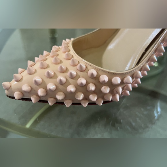Christian Louboutin Peach Patent Leather Pigalle Spikes Pumps - Picture 13 of 16